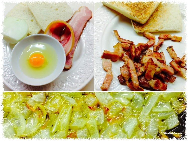 Tosta de huevo con bechamel con bacon y cebolla ingredientes_Fotor